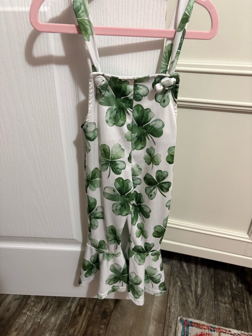 Infant Girls Green Clover Print Overalls Jumpsuit - 12/18M